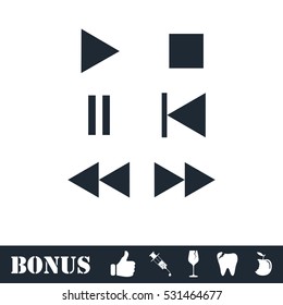 Music button icon flat. Vector illustration symbol and bonus pictogram