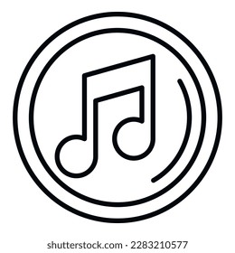 Vector de contorno de icono del botón de música. Interfaz web. Diseño de tiempo