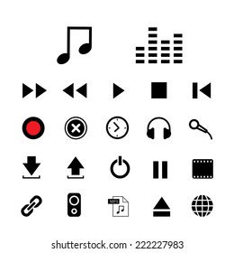 Music Button  Icon Set For Media  