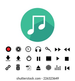 music button  icon set for media 