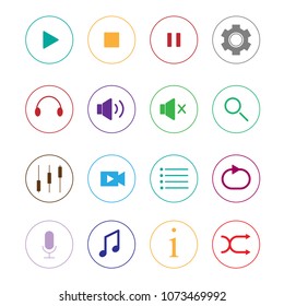 music button minimal icon set. vector illustration