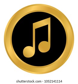 Music button on white background. Vector illustration.