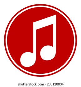 Music button on white background. Vector illustration.
