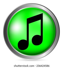 Music button on white background. Vector illustration.