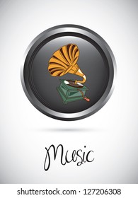 Music button over white background vector illustration