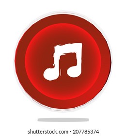 music button red vector illustration