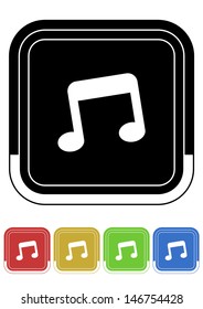 Music button retro colors square