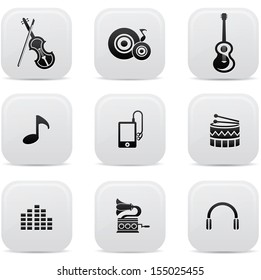 Music buttons,Black version,vector