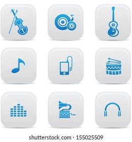 Music buttons,Blue version,vector