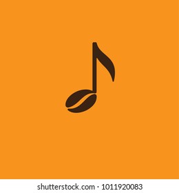 Music cafe icon. Note and coffee bean
