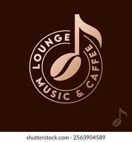 Music cafe logo consist of music note and coffee bean. Note and coffee bean icon.