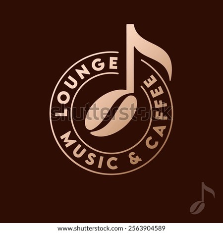 Music cafe logo consist of music note and coffee bean. Note and coffee bean icon.