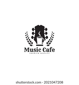 Music cafe logo template vector illustration