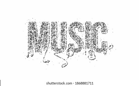 Music Calligraphic line art Particle Text poster vector illustration Design.