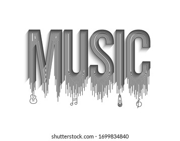 Music Calligraphic line art Text shopping poster vector illustration Design.