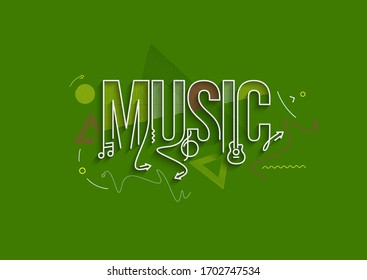 Music Calligraphic line art Text shopping poster vector illustration Design.
