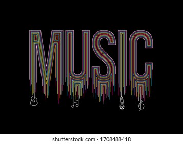 Music Calligraphic line art Text shopping poster vector illustration Design.
