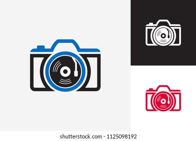 Music Camera Logo Template Design Vector, Emblem, Design Concept, Creative Symbol, Icon