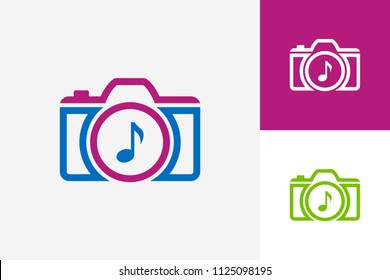 Music Camera Logo Template Design Vector, Emblem, Design Concept, Creative Symbol, Icon