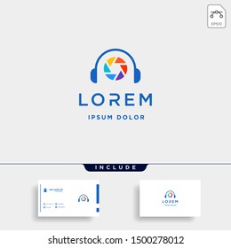 Music Camera Logo Template Vector Sign Design