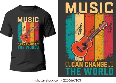 Music can change the world t shirt design.