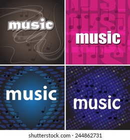 Music Card Template Set - Vector Illustration, Graphic Design, Editable For Your Design