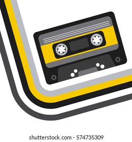 music casette icon over white background. colorful design. vector illustration