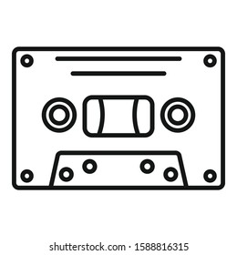 Music cassette icon. Outline music cassette vector icon for web design isolated on white background