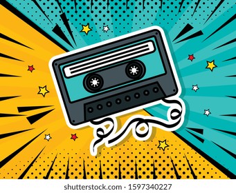 music cassette pop art style vector illustration design