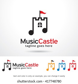 Music Castle Logo Template Design Vector