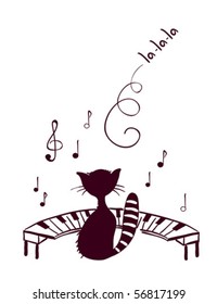 Music cat sings