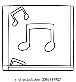 music cd case illustration hand drawn outline vector