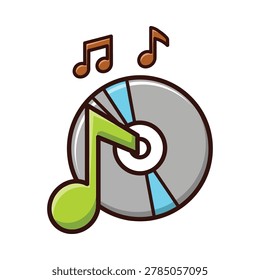 Music cd disc with musical note icon cd rom entertainment listening colorful