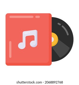 Music cd in flat style icon, 