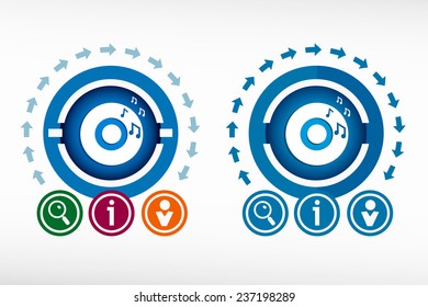 Music cd icon and creative design elements. Flat design concept.
