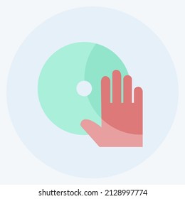 Music CD Icon in trendy flat style isolated on soft blue background