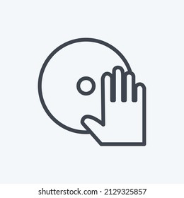 Music CD Icon in trendy line style isolated on soft blue background
