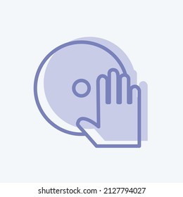 Music CD Icon in trendy two tone style isolated on soft blue background