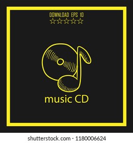music CD sketch vector icon