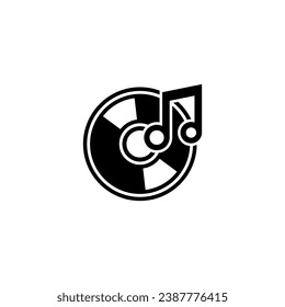 Music CD vector icon on white background.