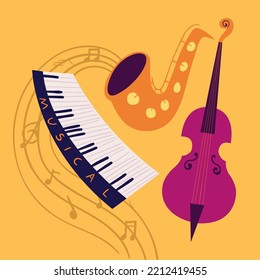 music cello sax and piano instruments