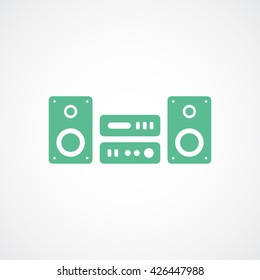 Music Center Green Flat Icon On White Background