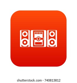 Music center icon digital red for any design isolated on white vector illustration