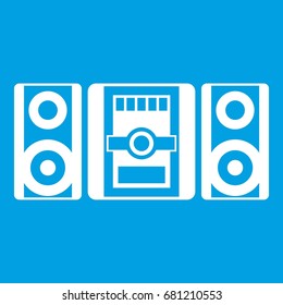 Music center icon white isolated on blue background vector illustration