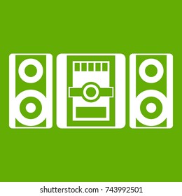Music center icon white isolated on green background. Vector illustration