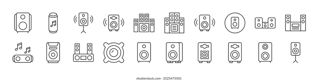 Music Center Line Icon Bundle. Editable Stroke. Minimalistic Linear Pictogram for Design of Cards, Apps, Banners, Posts