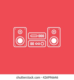 Music Center Line Icon On Red Background