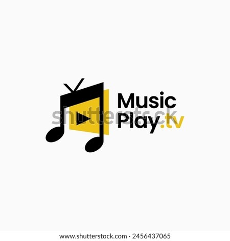 music channel tv play notes television vlog video logo vector icon illustration
