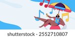 Music characters scene flat vector concept operation illustration
