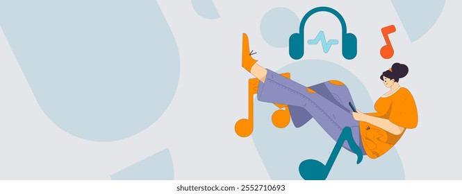 Music characters scene flat vector concept operation illustration
